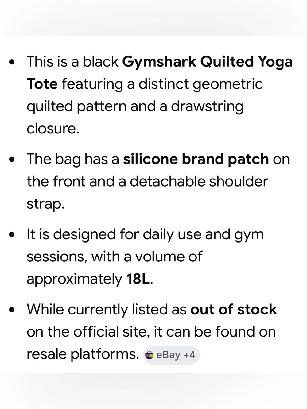 Gymshark Quilted Crossbody Yoga Bag in Black 15” x 13”